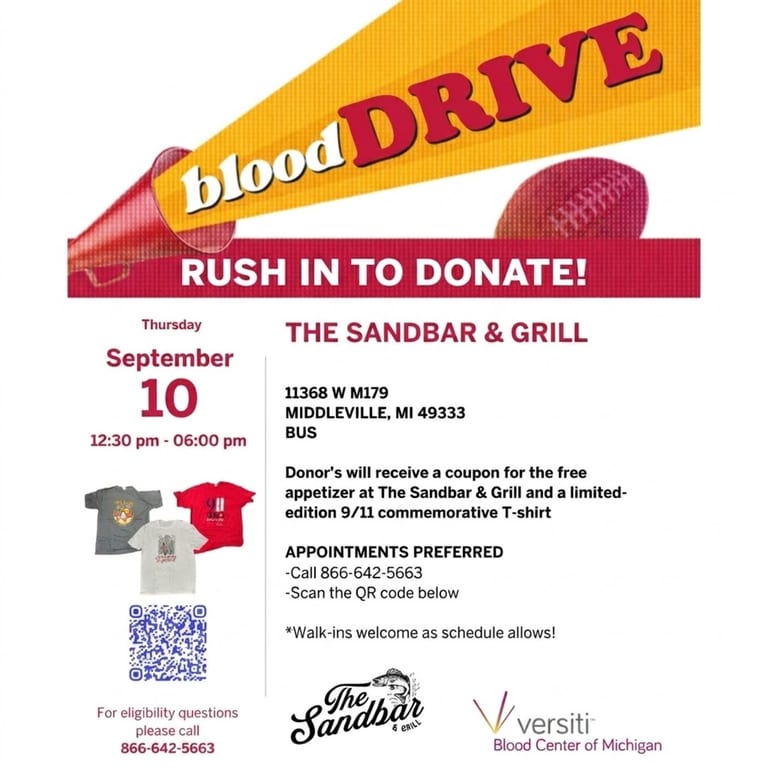 Blood DRIVE 🏈 RUSH IN TO DONATE!