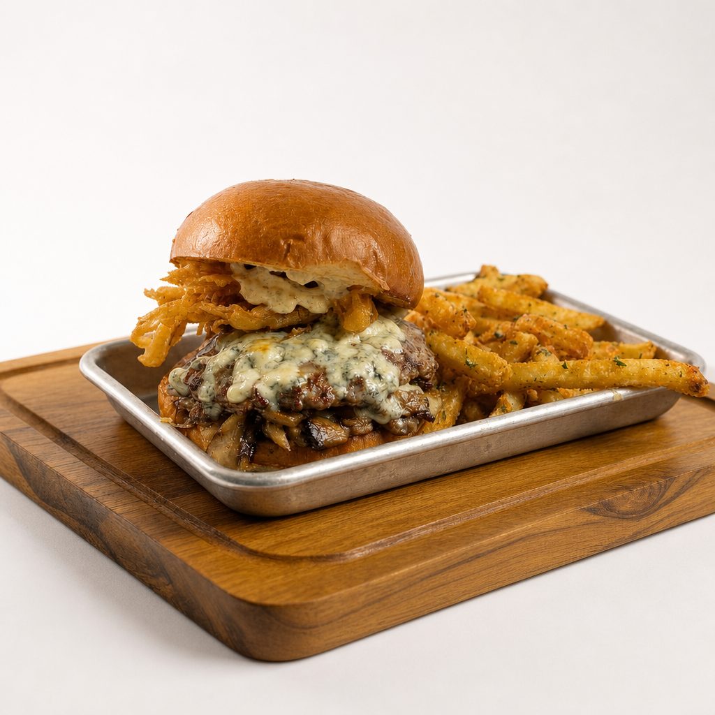 The Bleu Lagoon Burger.